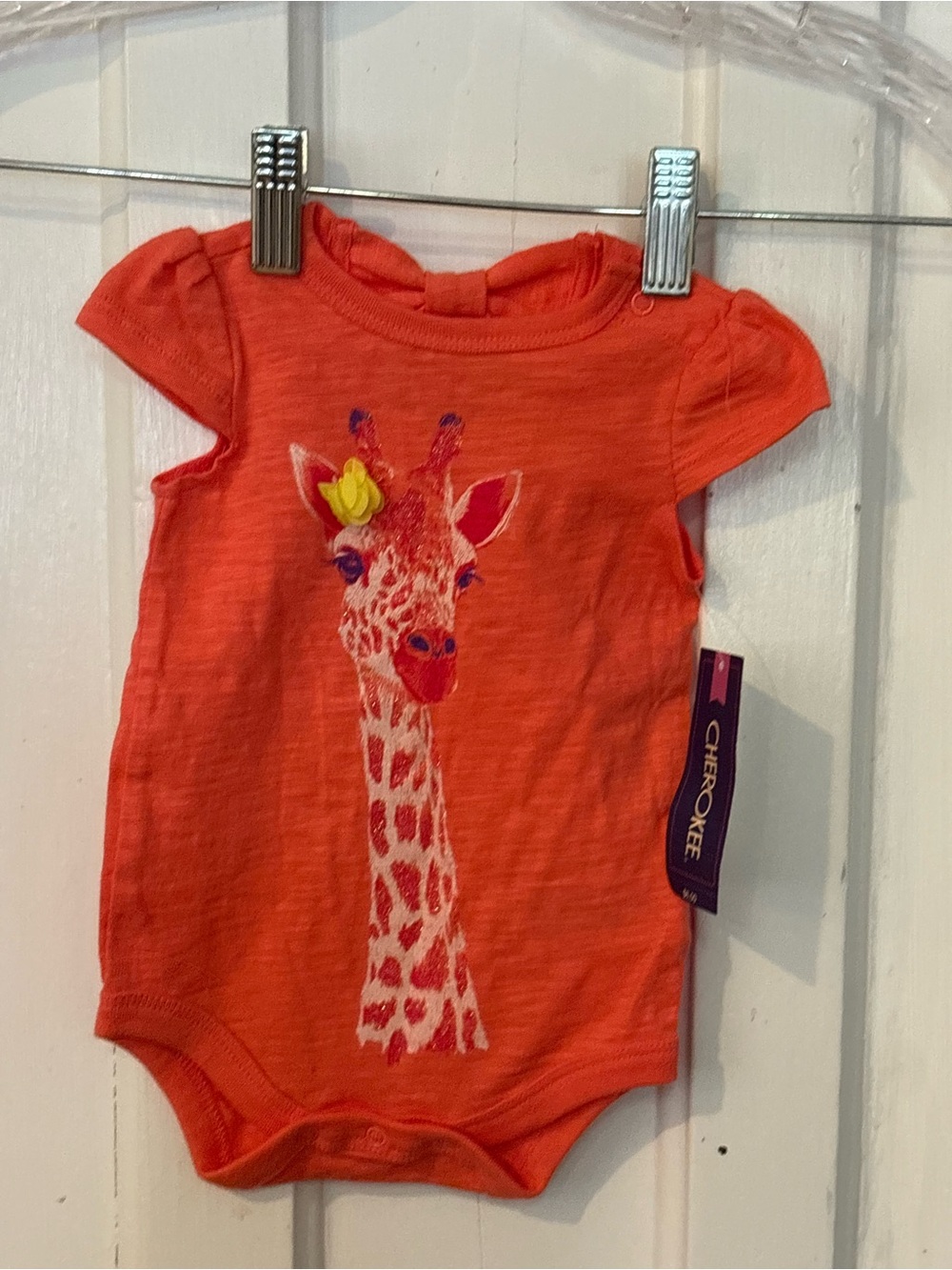 Cherokee Orange Giraffe Graphic Baby One-Piece Bodysuit